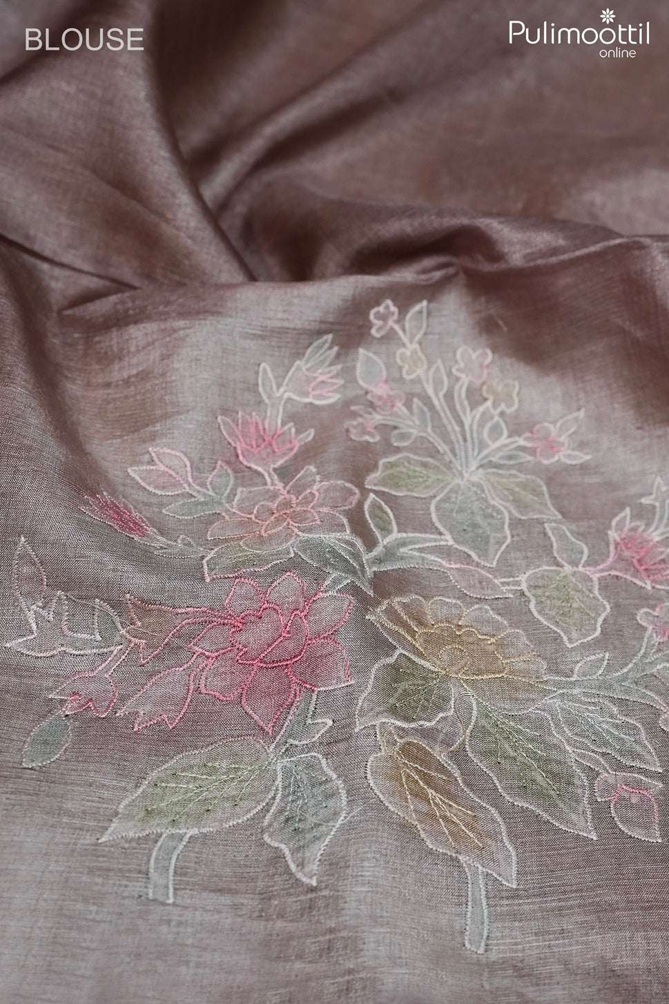 Faded lavender color Tussar silk saree