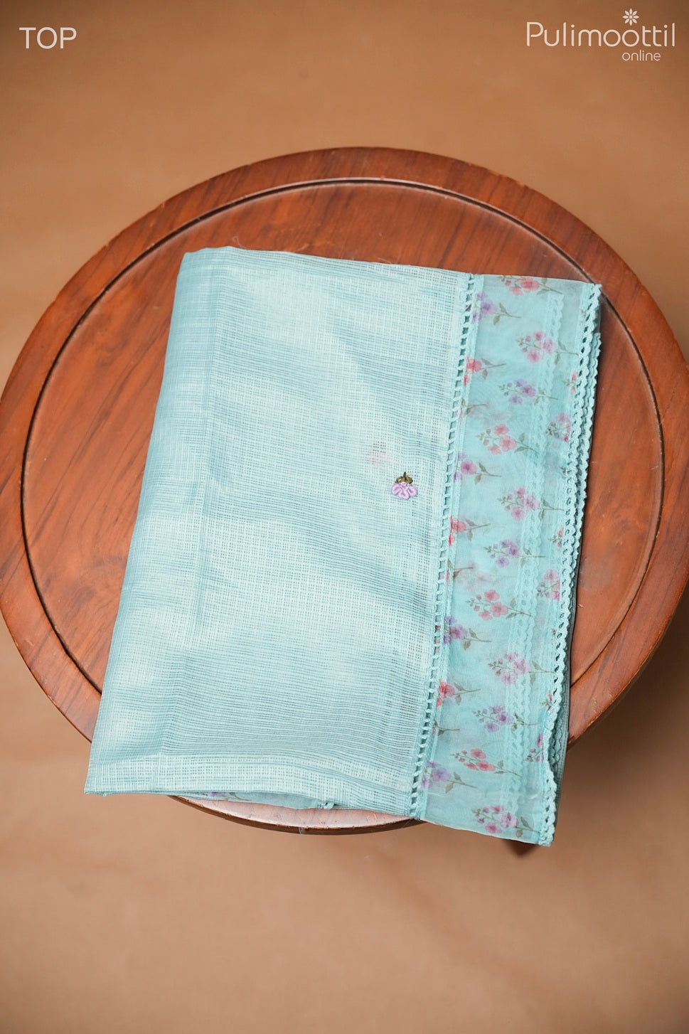 Ice Blue Net Kota Unstitched Salwar Set