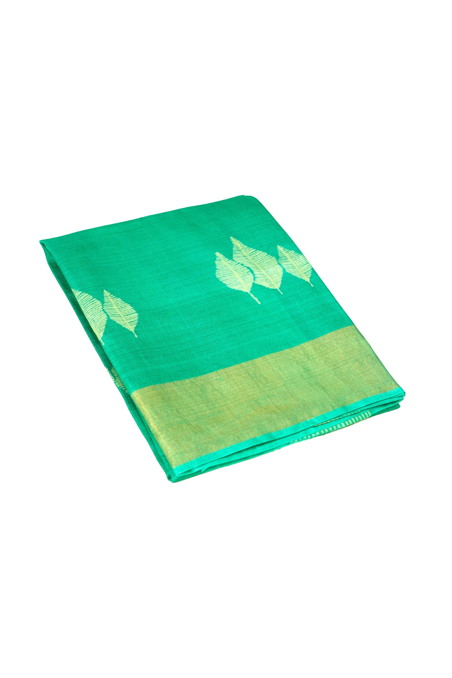 Jade green color pure Tusser silk saree.