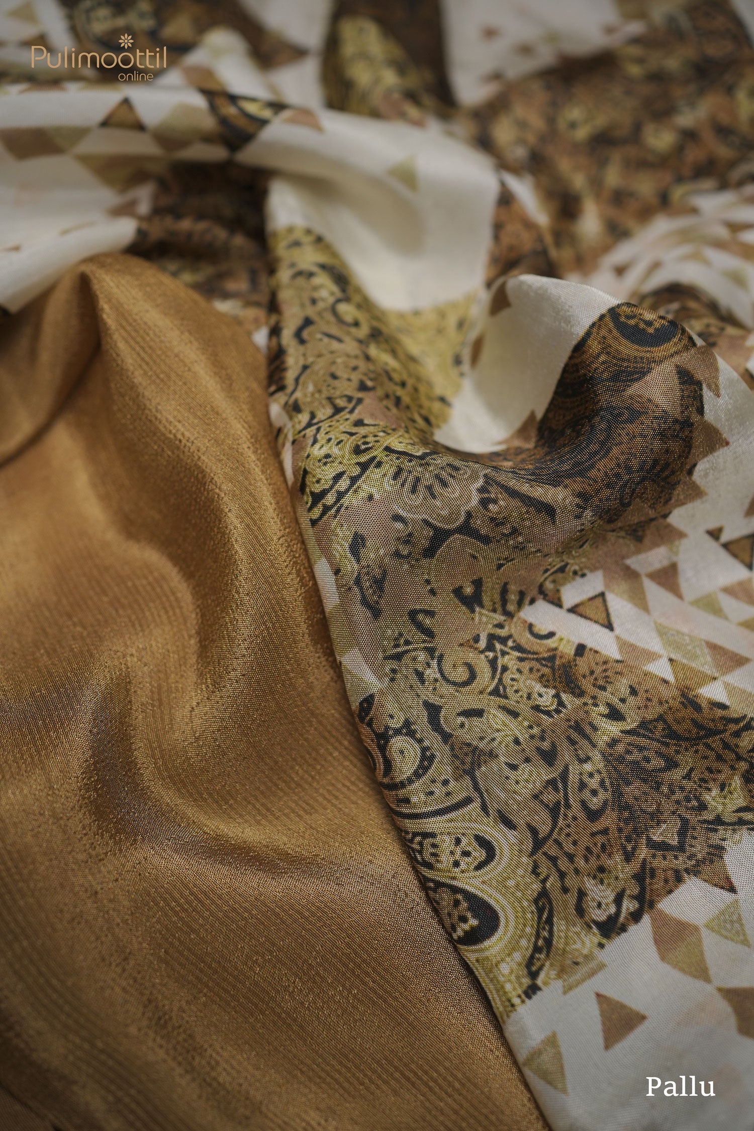 Multi- Shaded Geometric print combined Crepe silk Saree