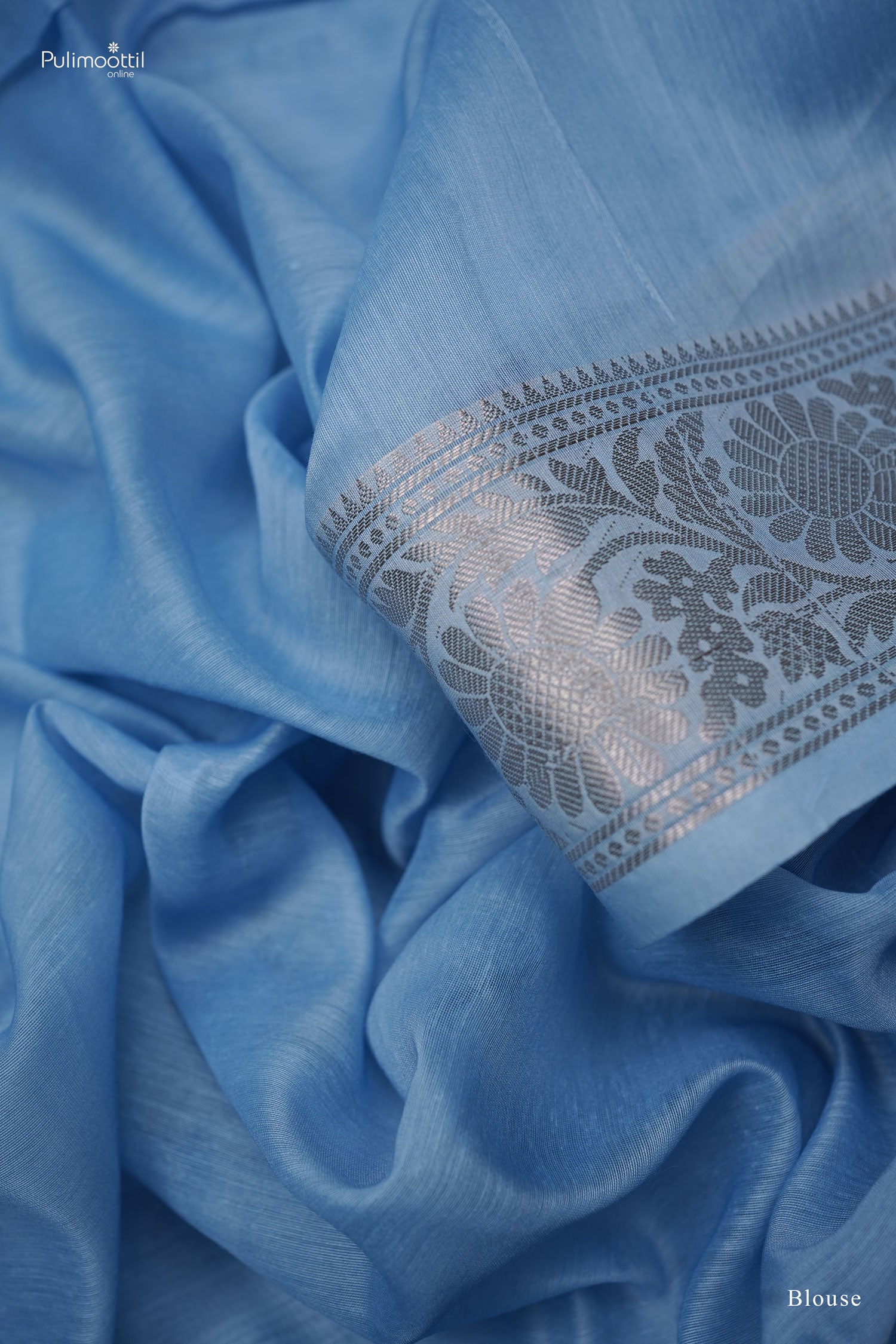 Pastel Blue multi-color Chanderi silk saree