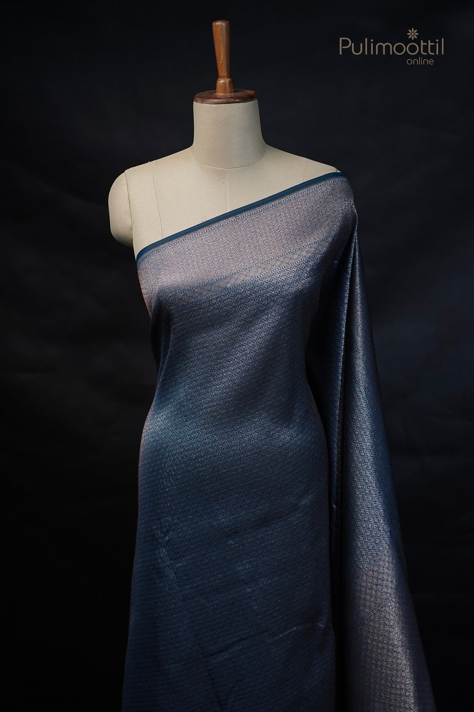 Peacock Blue-Green Katan Silk Saree