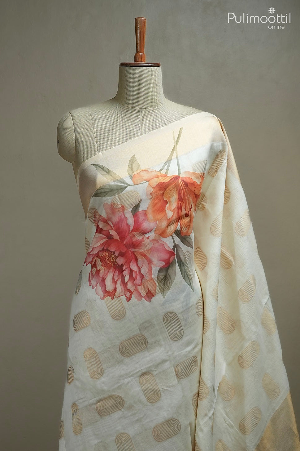 Off white color traditional fancy saree