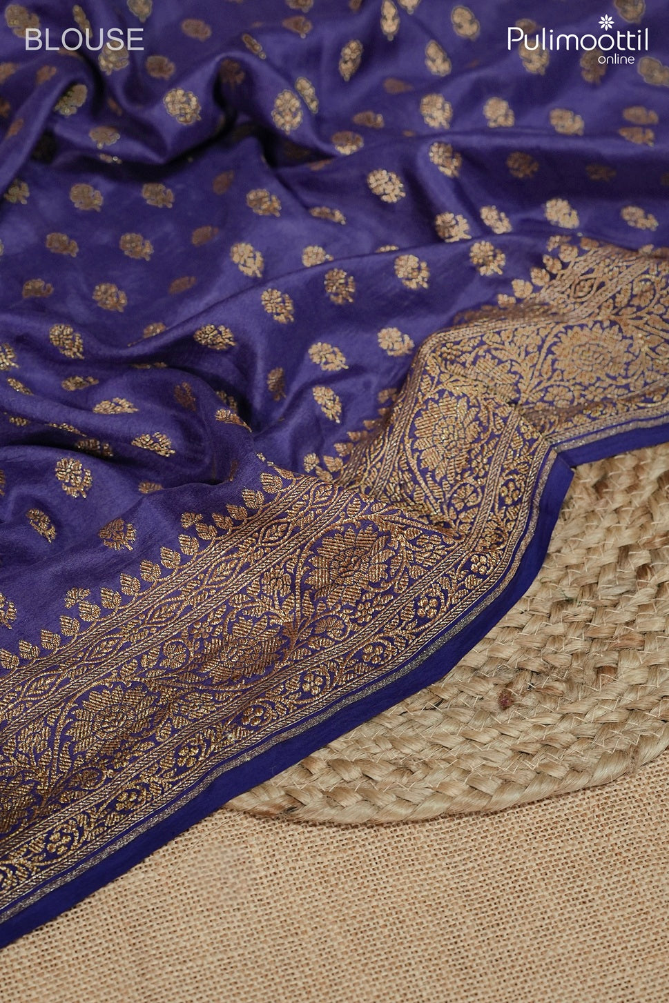Deep indigo color Banarasi saree