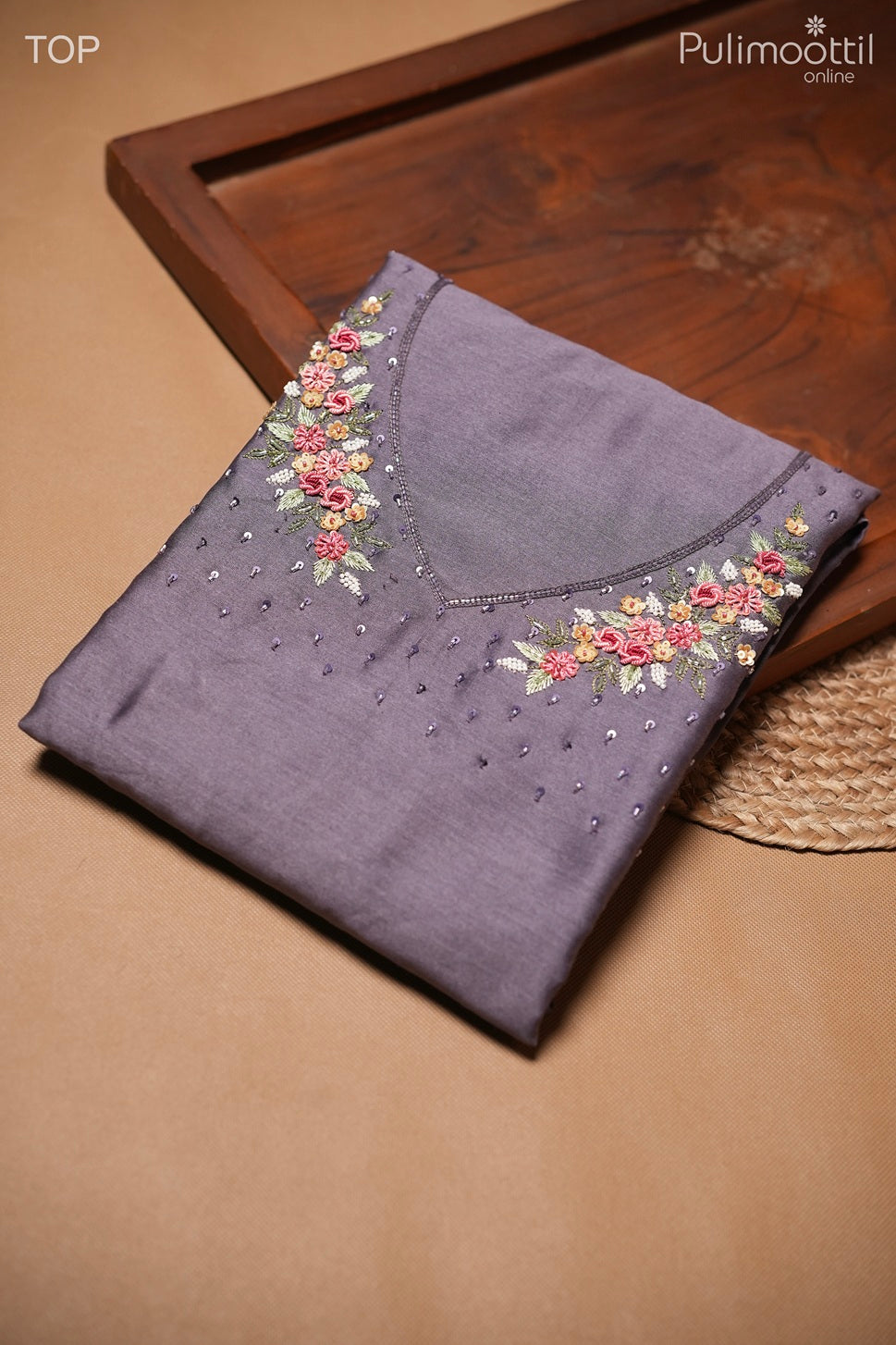 Dusty Purple Chanderi Unstitched Salwar Set