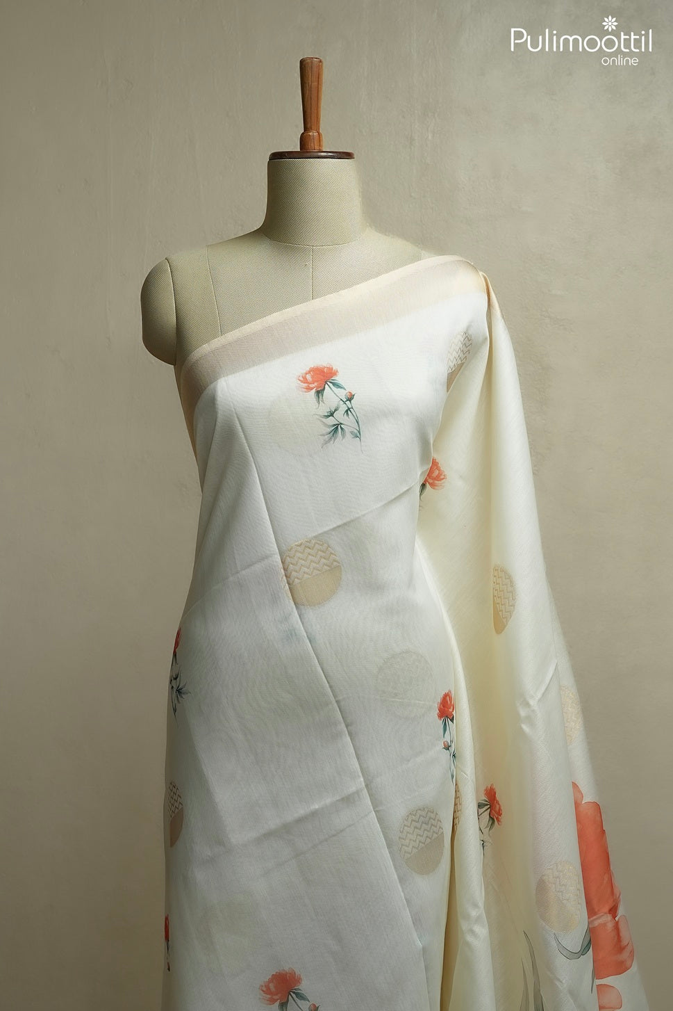 Off white color traditional fancy saree