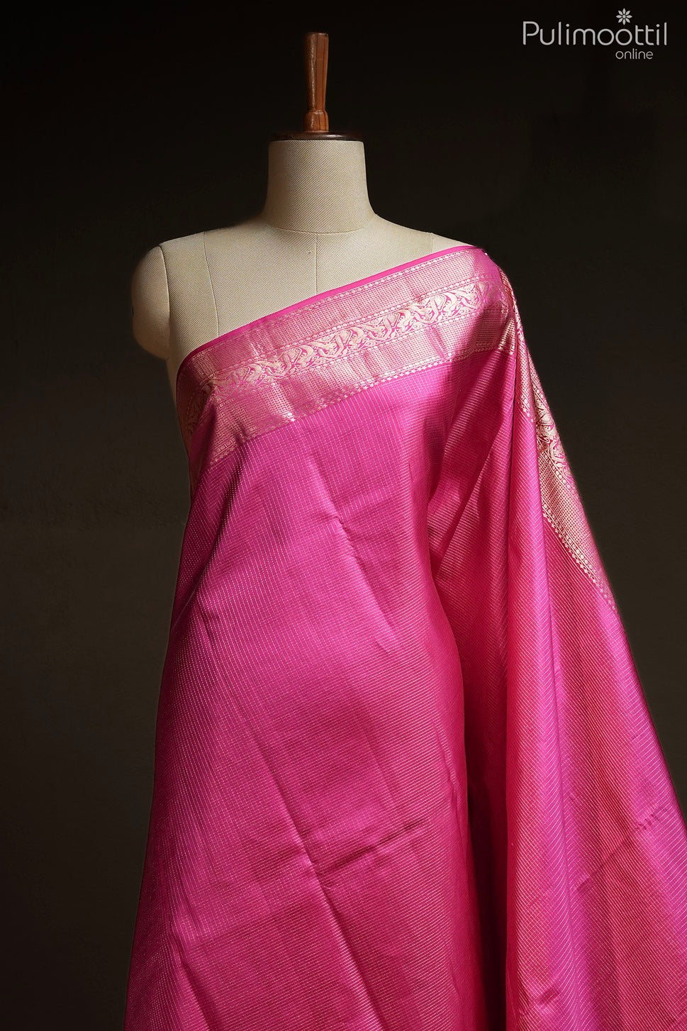 Rani pink color Kanchipuram designer saree
