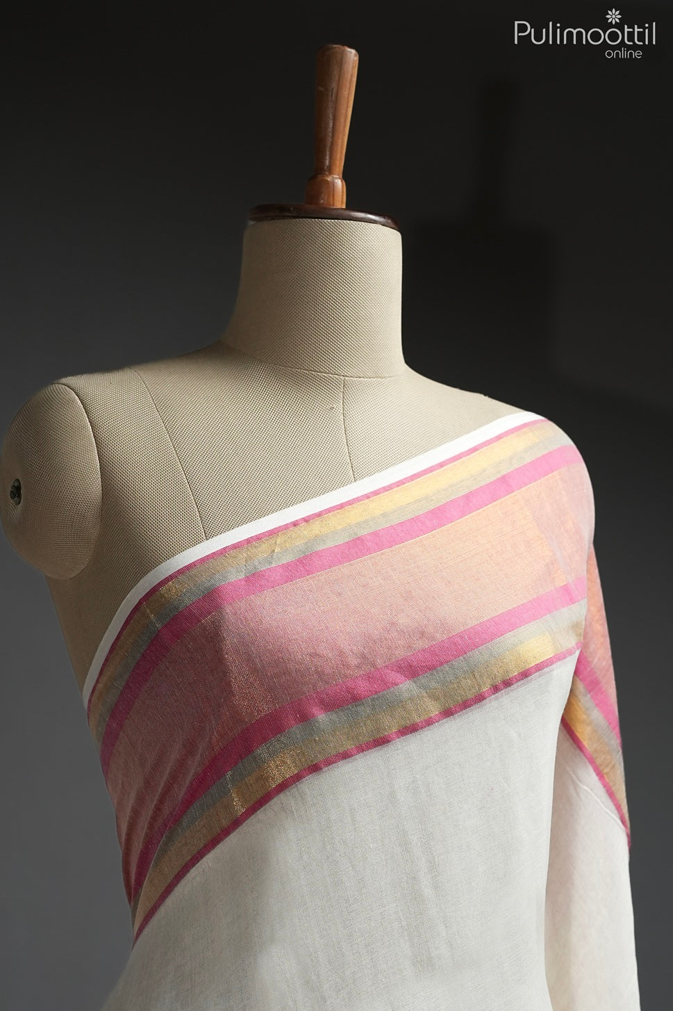 Off-white color Mul Cotton saree