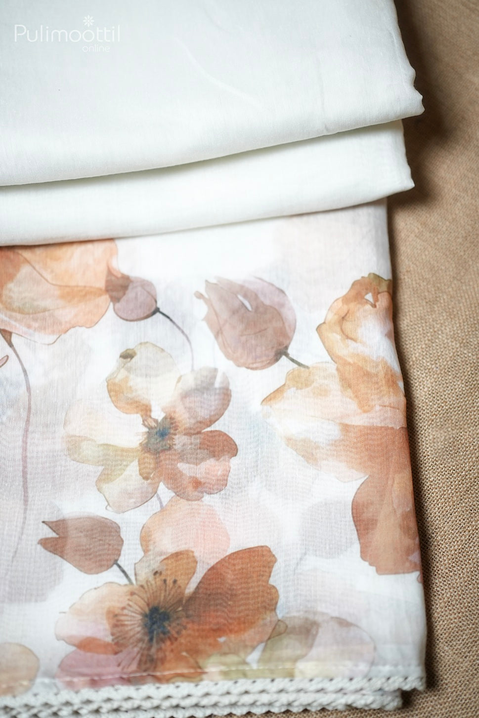 Off White Colour Floral Printed Fancy Saree
