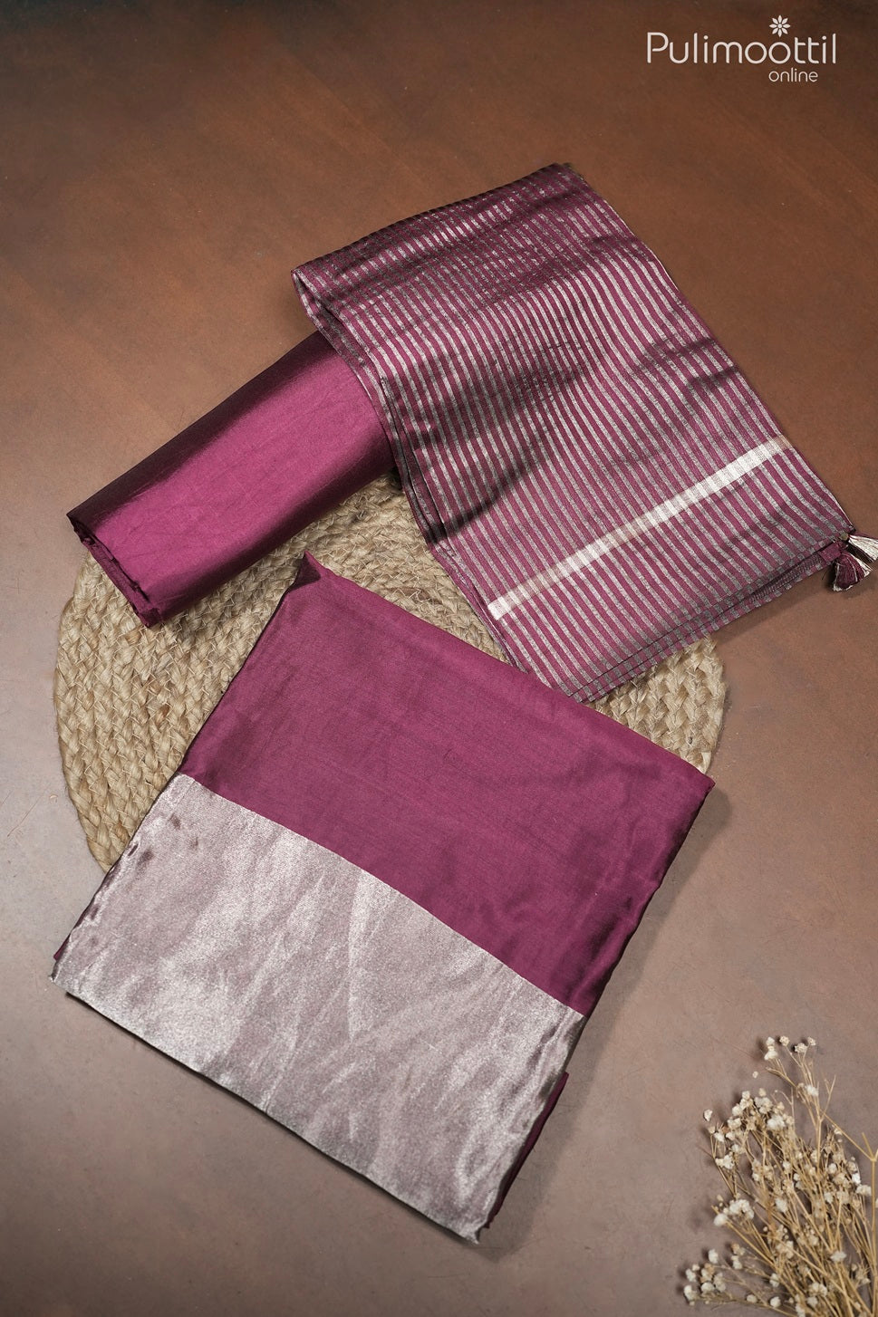WINE PURE SILK UNSTITCHED SALWAR SET