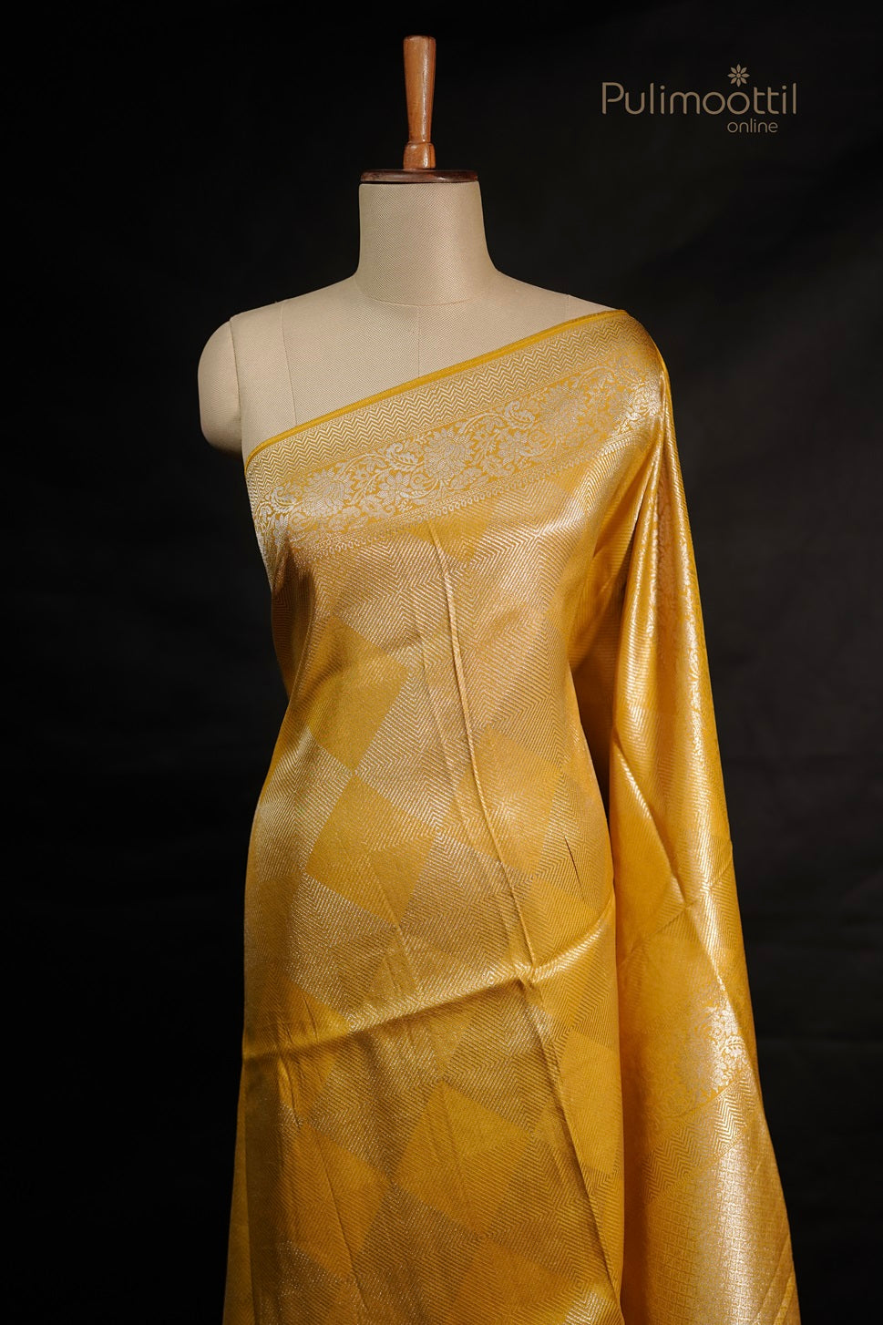 Yellow Green Colour Banarasi Silk Saree.