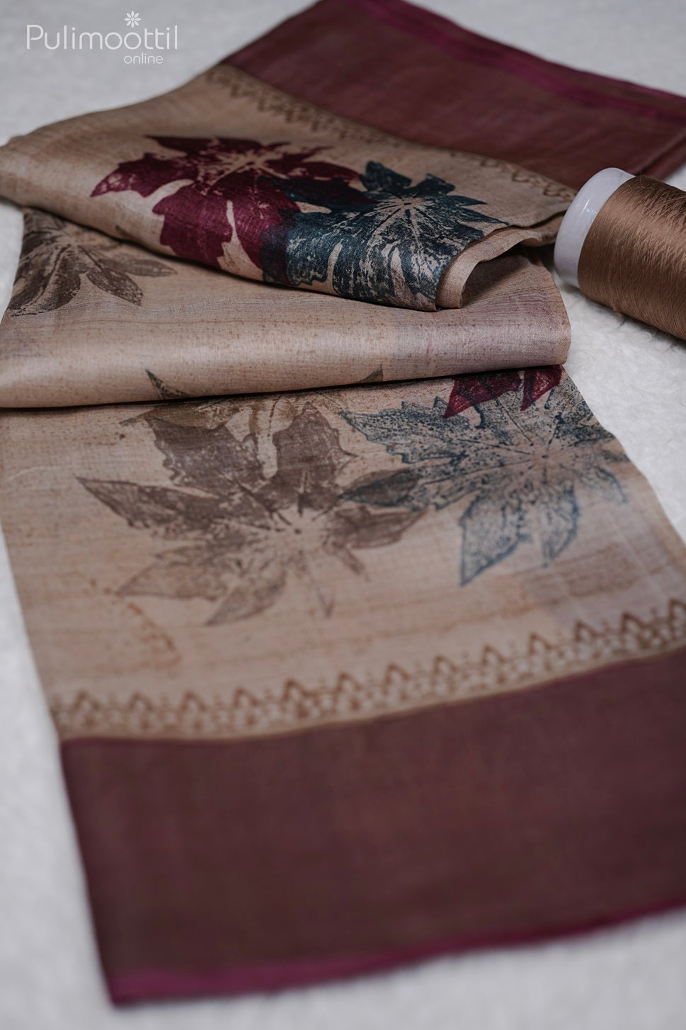 Pastel Chikoo Colour Tussar Silk Saree