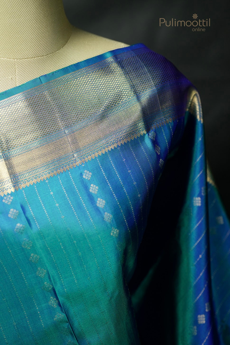 Sky Blue Colour Kanchipuram Soft Silk Saree.