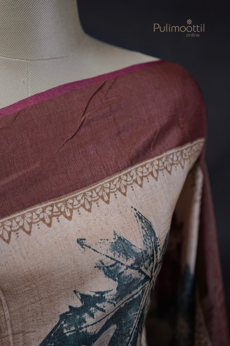 Pastel Chikoo Colour Tussar Silk Saree