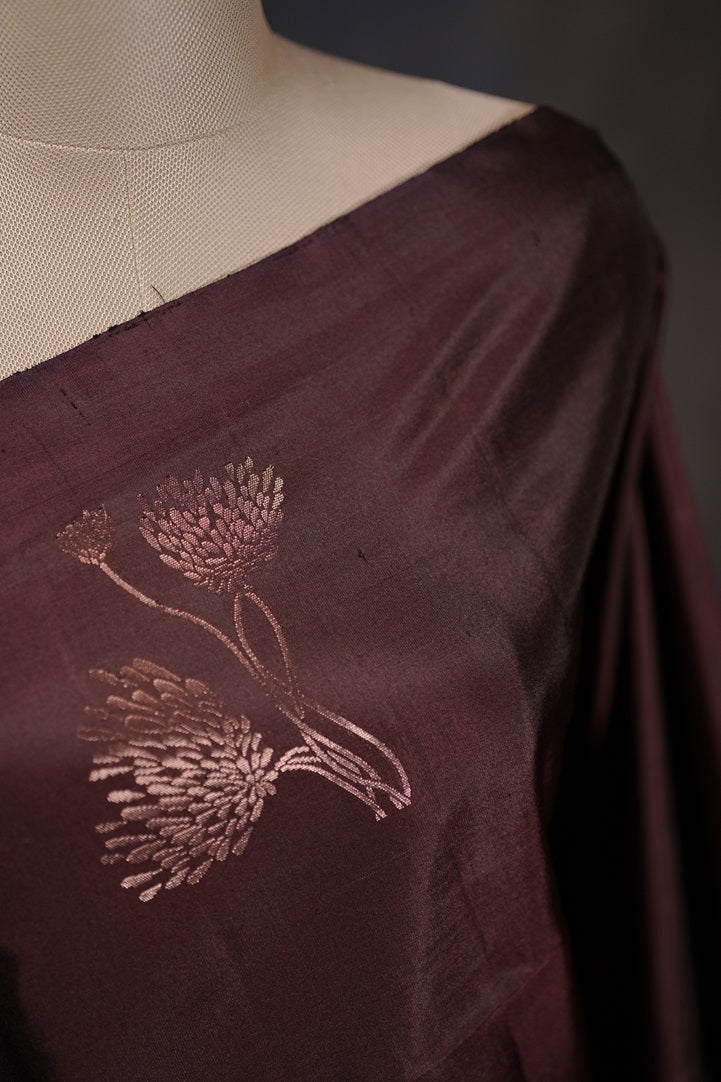 Dark Maroon Colour Kanchipuram Soft Silk Saree