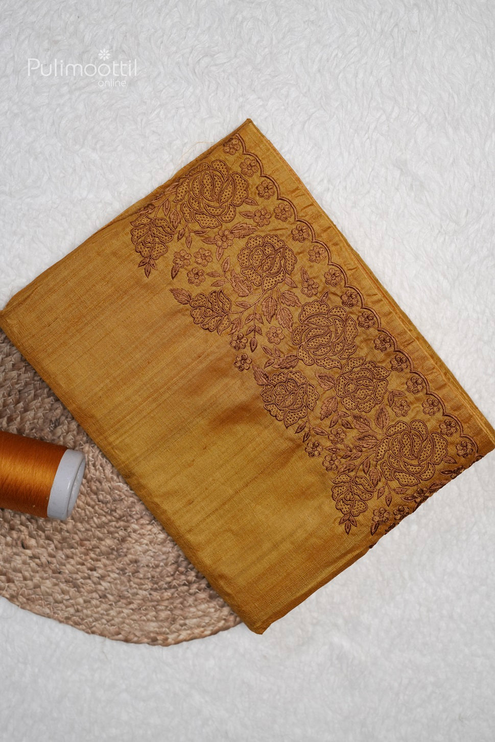 Mustard yellow Colour Tussar Silk Saree