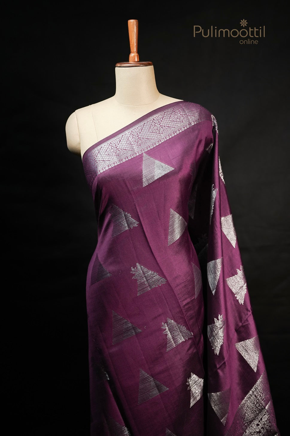 Wine Colour Chiniya Silk Saree
