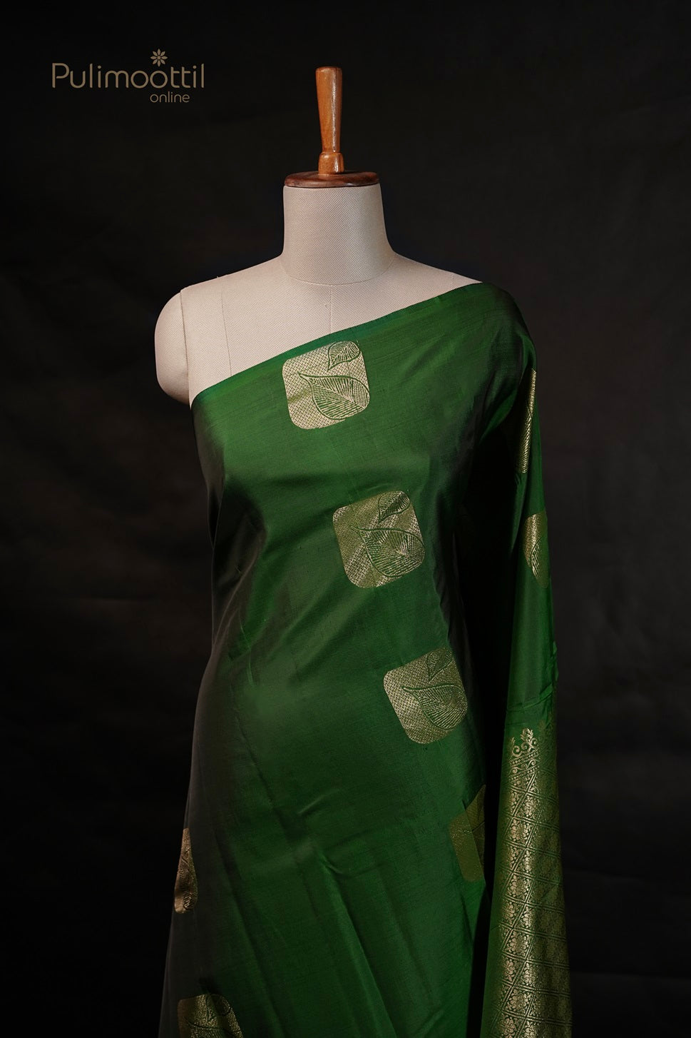 Bottle Green Colour Semi Kanchipuram
