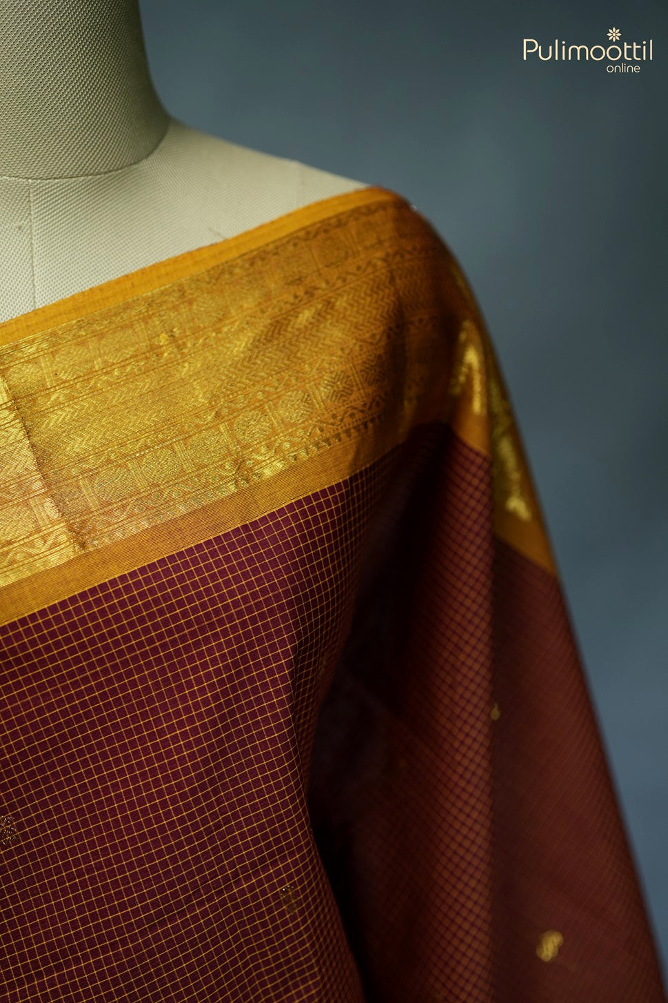 Maroon Colour Kalyani Check Cotton Saree