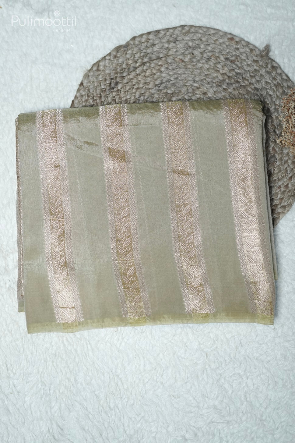 Pastel Chikoo Shaded Chiniya Silk Saree