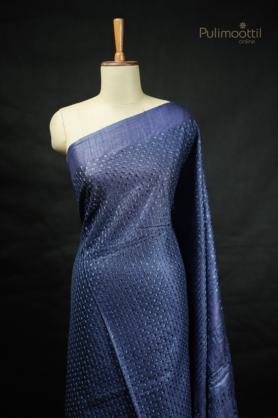 Dark Blue Colour Tussar Silk Saree