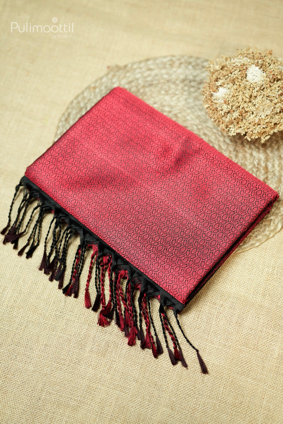 Black Colour Self-Print Kanchipuram Soft Silk Saree