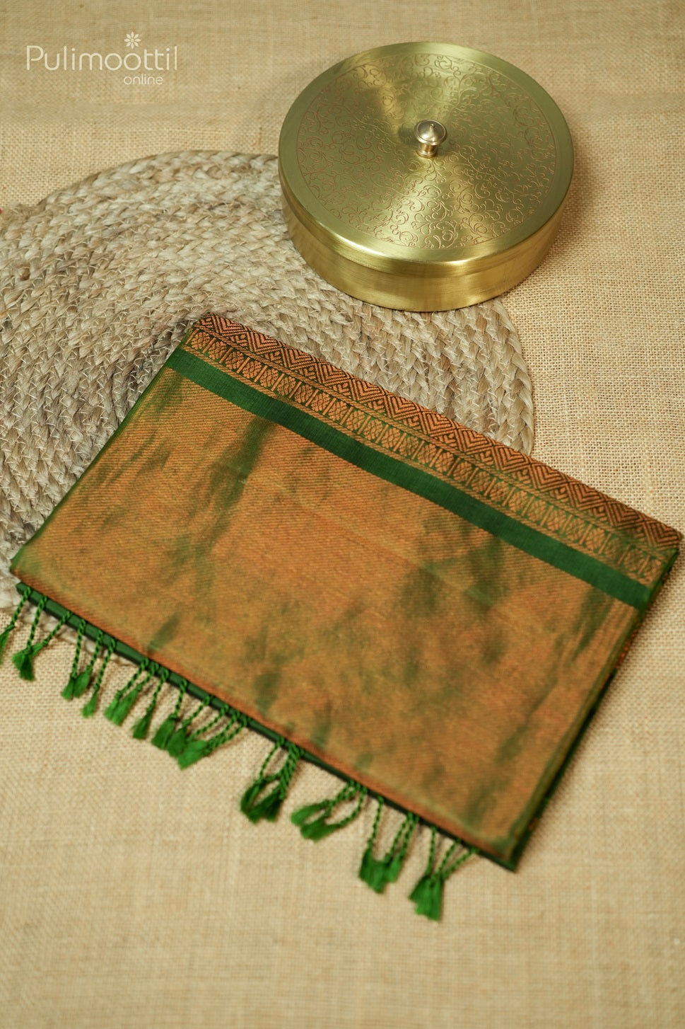 Olive Green Colour Kanchipuram Soft Silk Saree