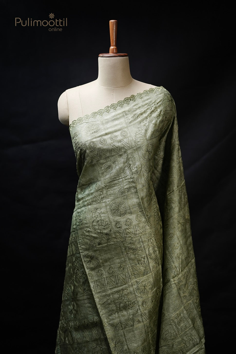 Pastel Pistah Green Colour Tussar Silk Saree
