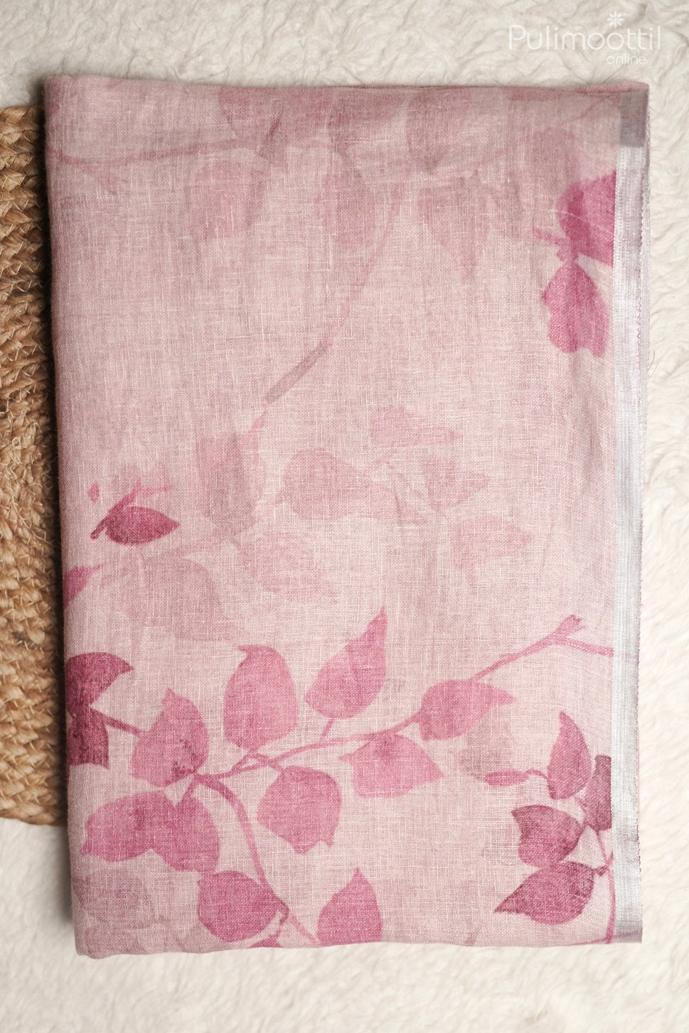 Pastel Pink Colour Linen Silk Saree