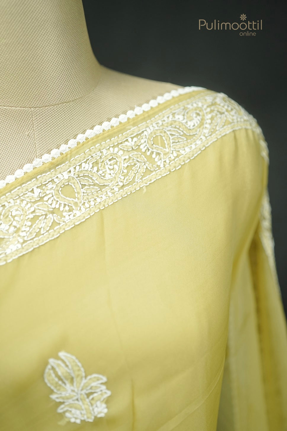 Pastel Olive Green Colour Soft Organza Chikankari Embroidery Fancy Saree