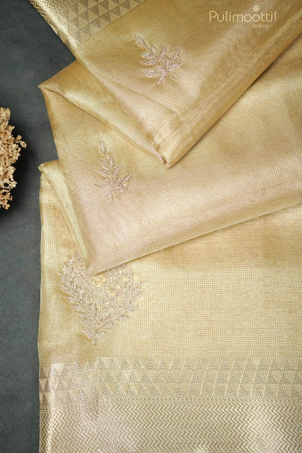Net Cotta Golden Tissue Fancy Saree