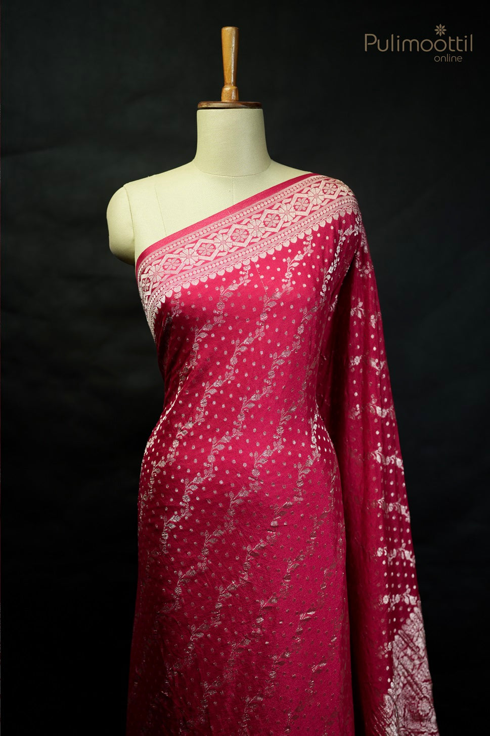 Rani Pink Colour Banarasi Silk Saree
