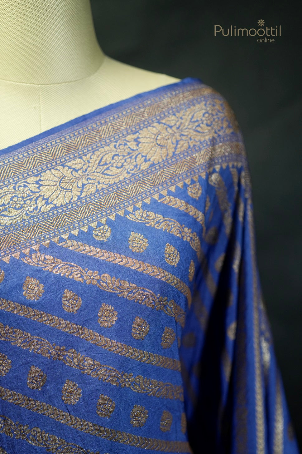German Blue Colour Kattan Silk Saree