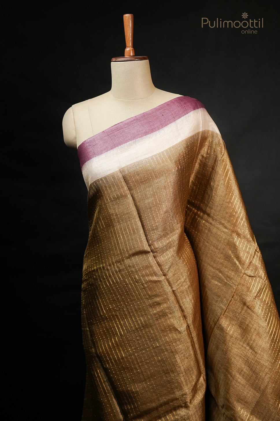 Olive Green Colour Tussar Silk Saree