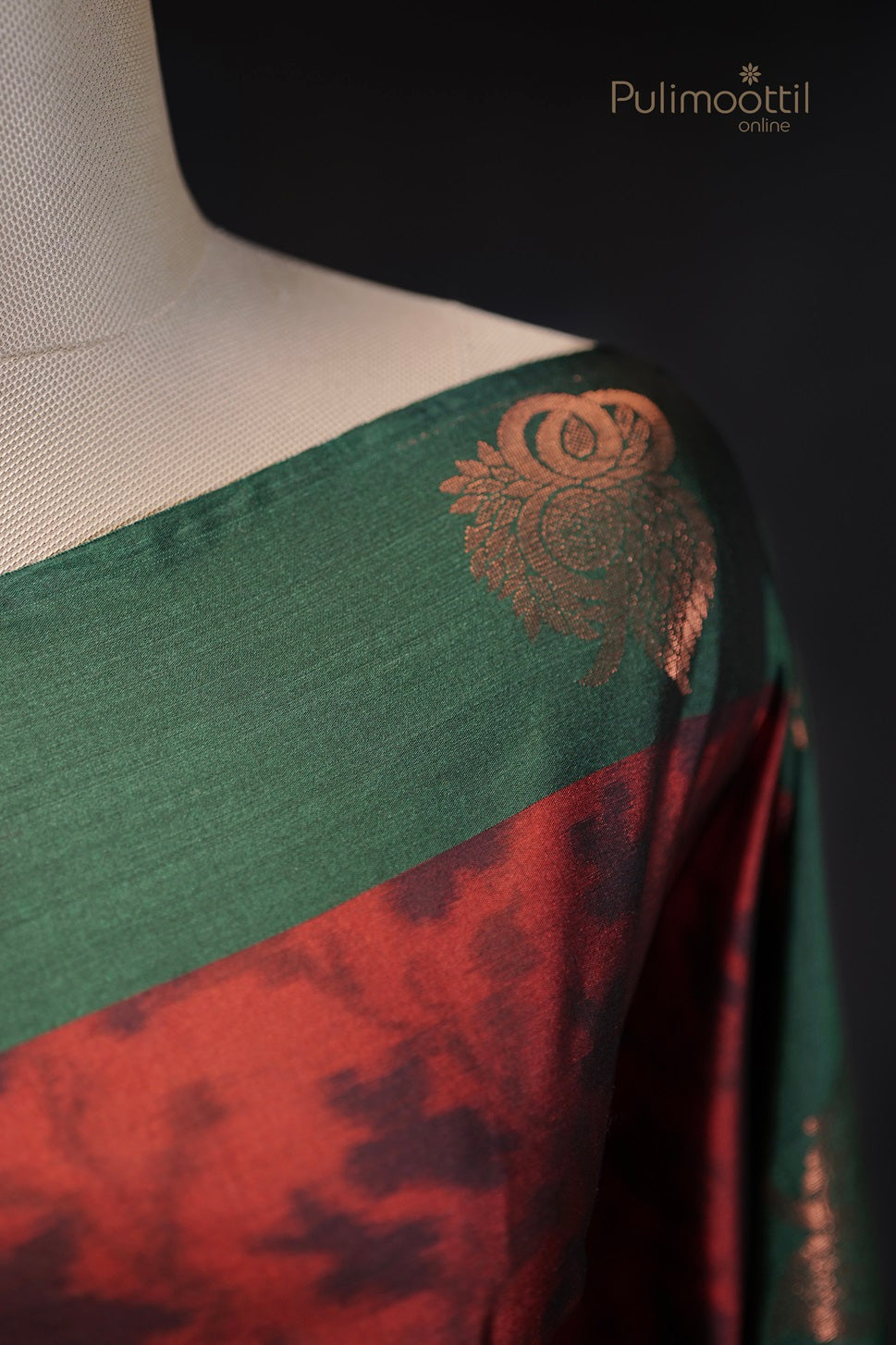 Red Colour Ekath Print Semi Kanchipuram