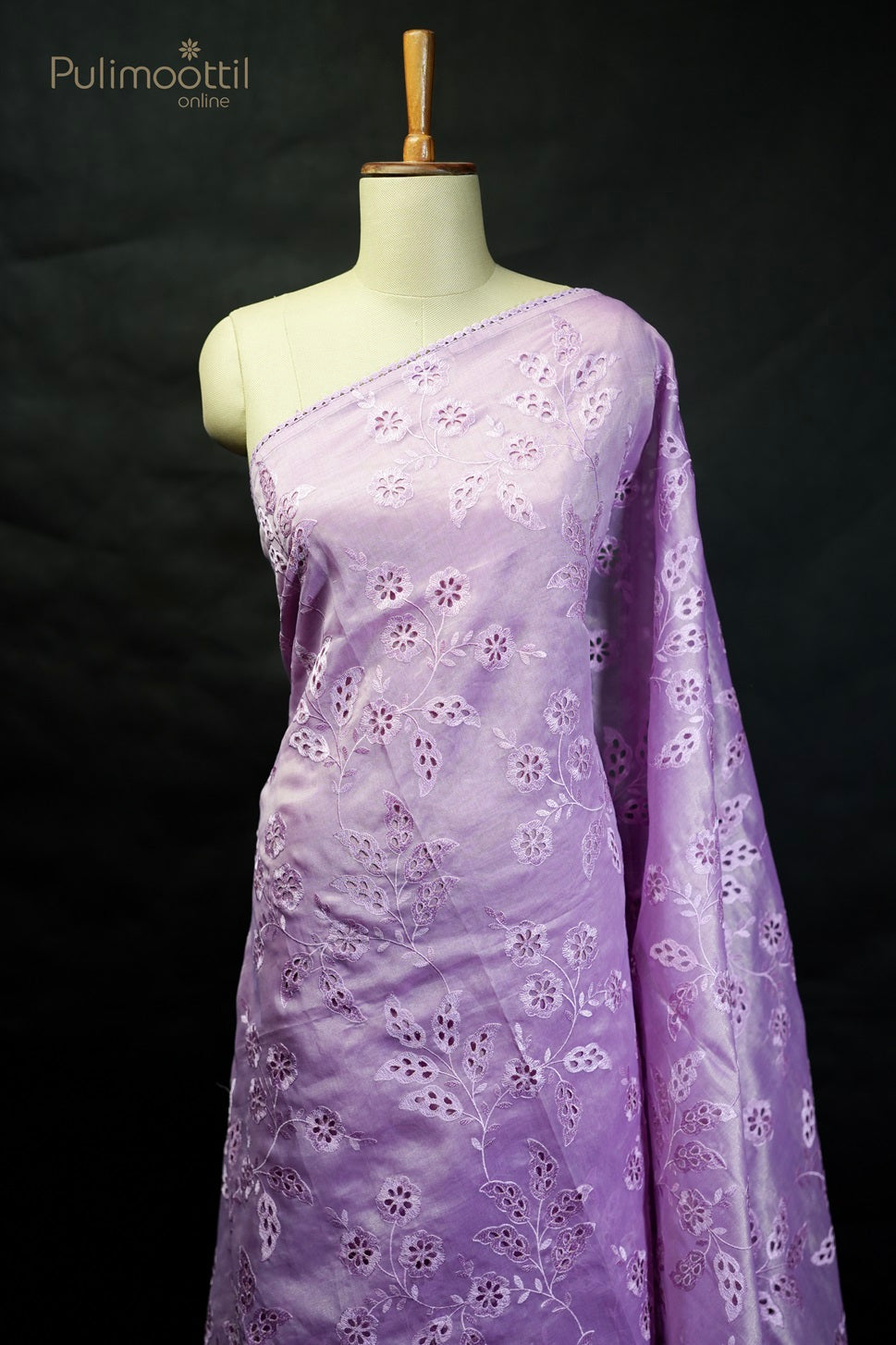 Lavender Colour Organza Cutwork Fancy Saree
