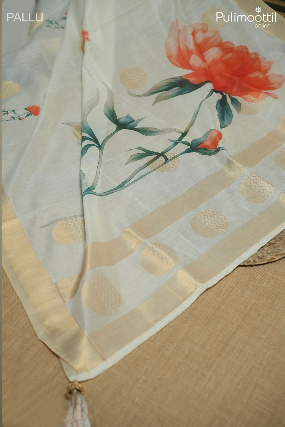 Off white color traditional fancy saree