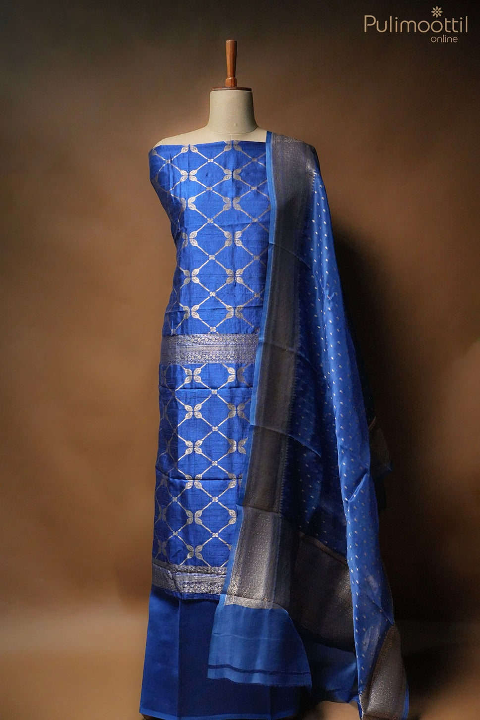 Blue Rose Silk Unstitched Salwar Set