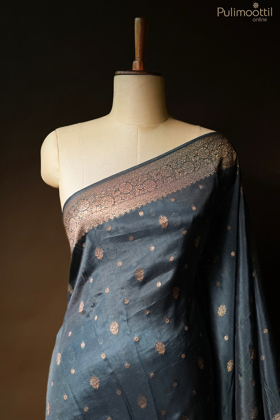 Kerosene blue color Banarasi saree