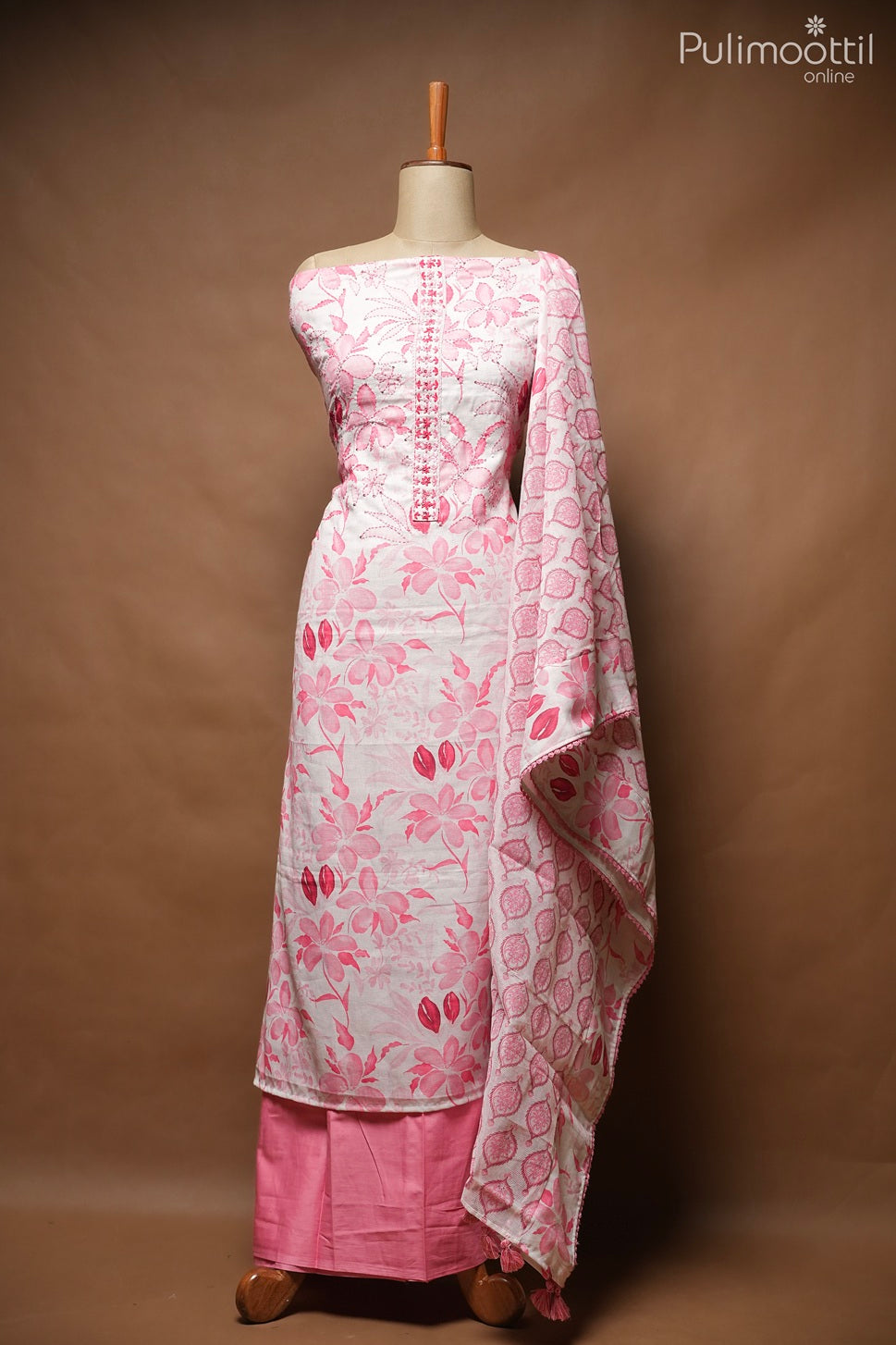 Off White Linen Unstitched Salwar Set
