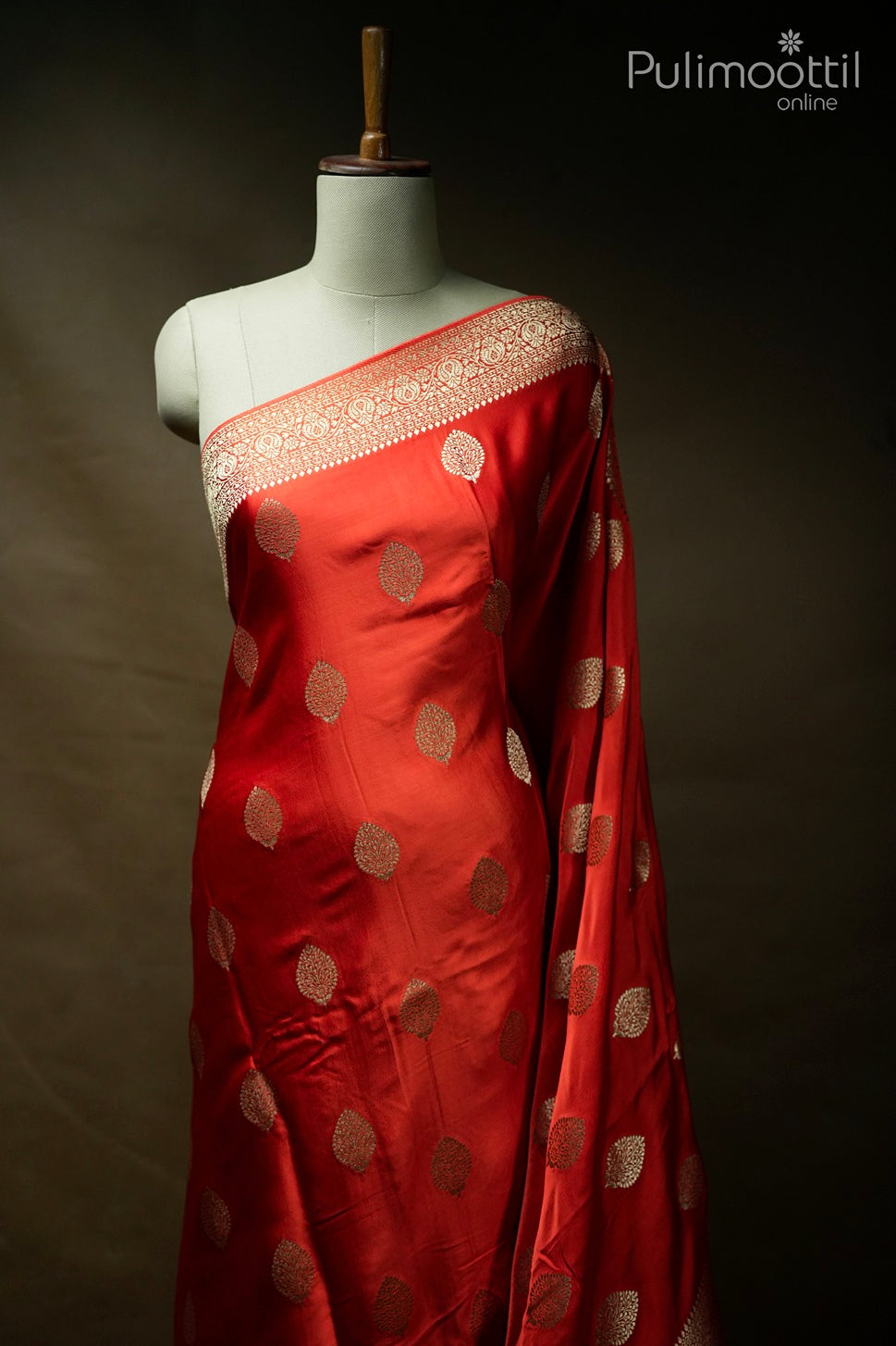 Orange color Banarasi saree