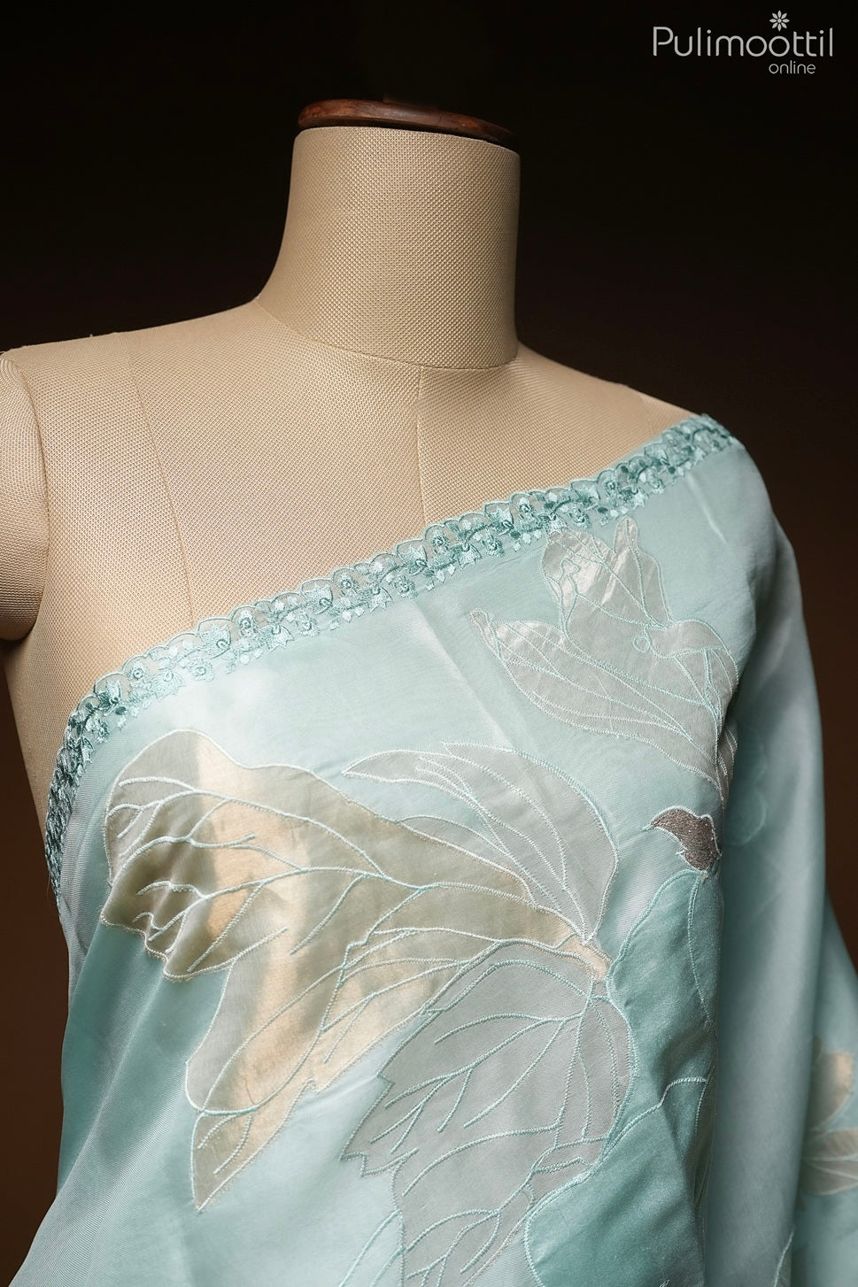 Light blue color organza saree