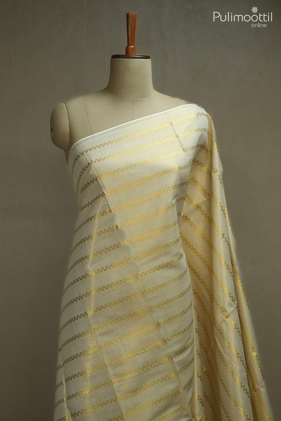 Kerala traditional golden tissue set saree
