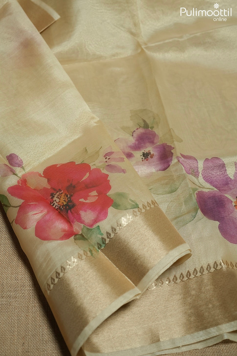 Golden tissue traditional fancy saree