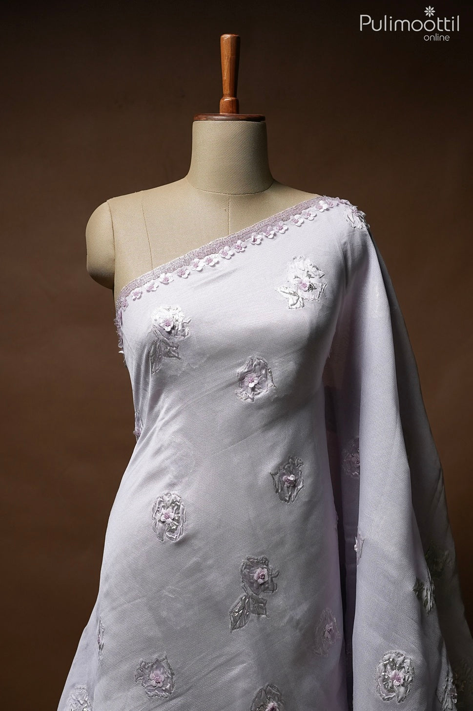 Lavender color Turkish organza fancy saree