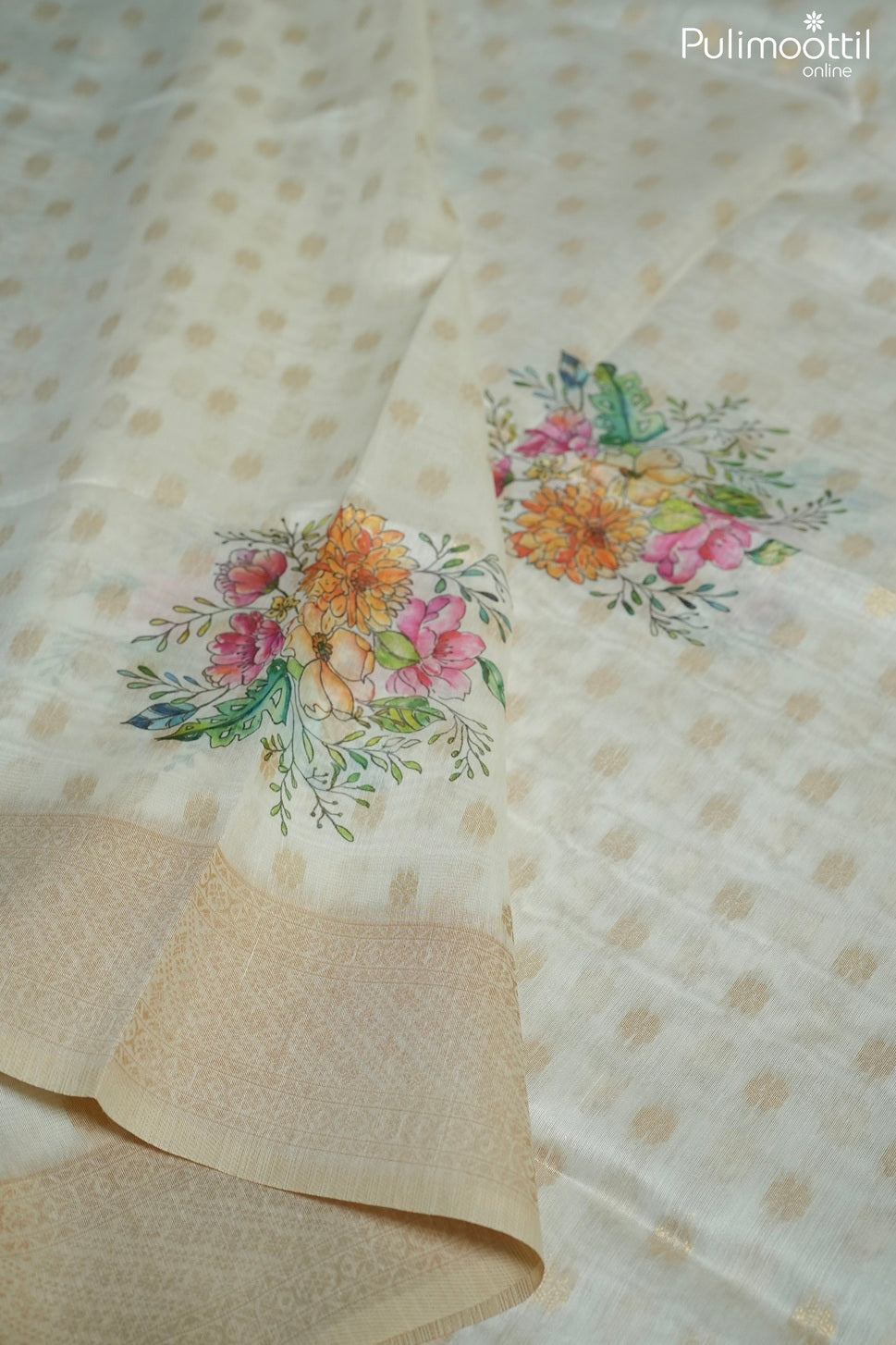 Off white color traditional fancy saree