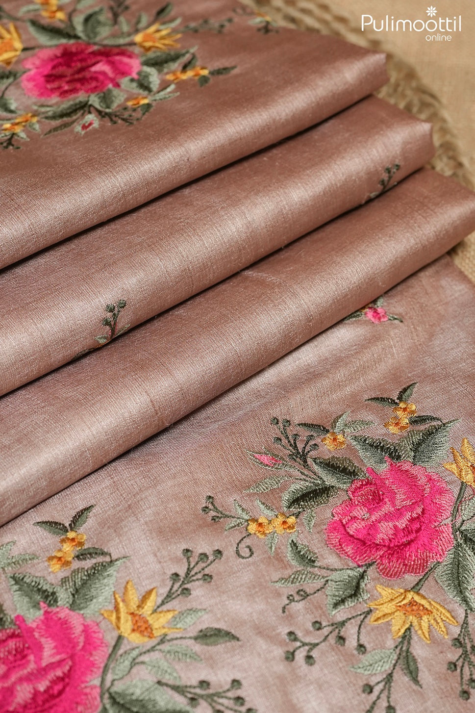 Chikoo color Tussar silk saree
