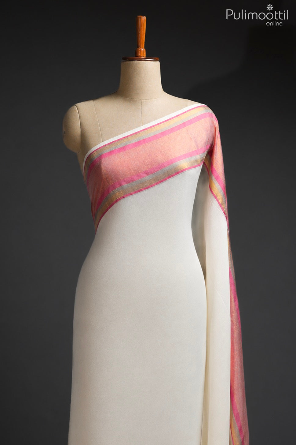 Off-white color Mul Cotton saree