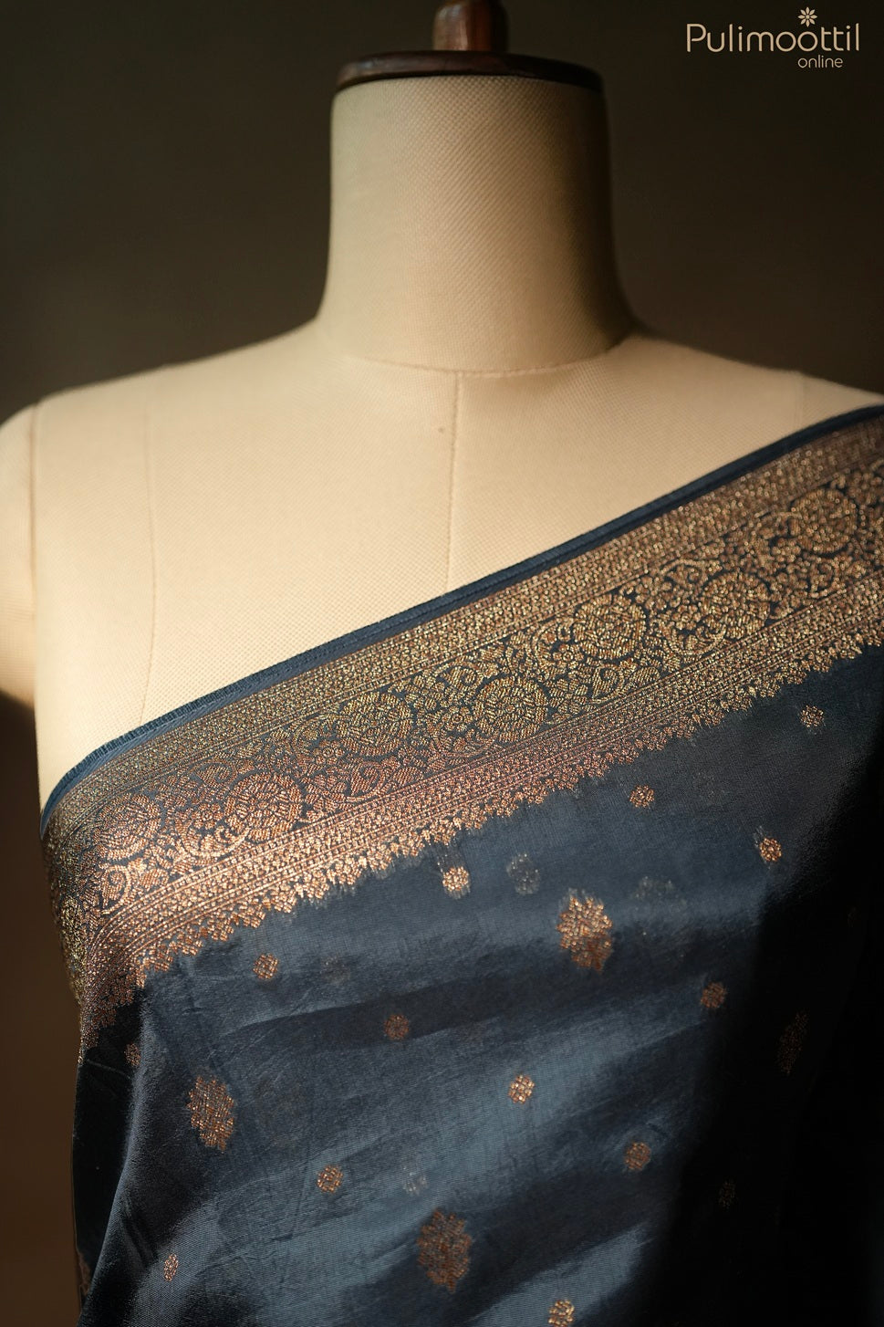 Kerosene blue color Banarasi saree
