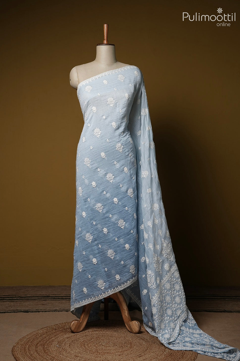 Ombre crushed Chanderi silk saree